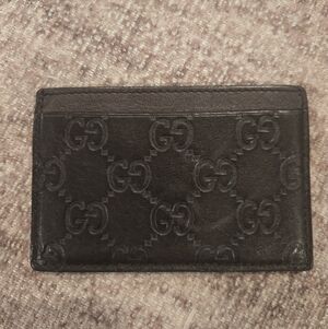 Gucci Guccissima Leather Card Holder Wallet – Dark Brown
